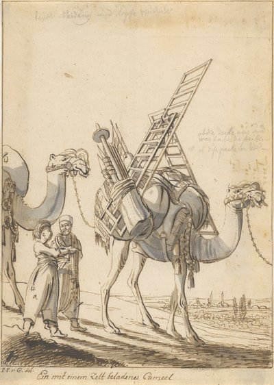 Ein mit einem Zelt beladenes Cameel (Man met een Tent-Beladen Kameel) door Philipp Ferdinand von Gudenus