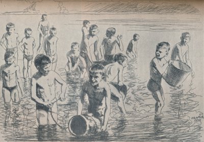 Jongens baden, ca. 1911 door Philipp Franck