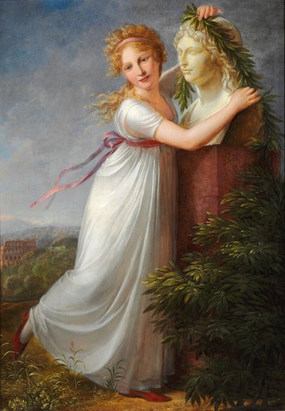 Ida omkranst de buste van haar moeder door Philipp Friedrich von Hetsch