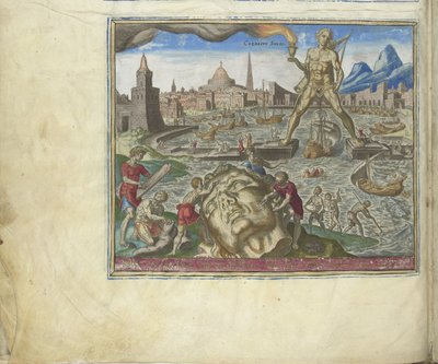 De Kolossus van Rhodos uit de serie De Achtste Wereldwonderen door Philipp Galle