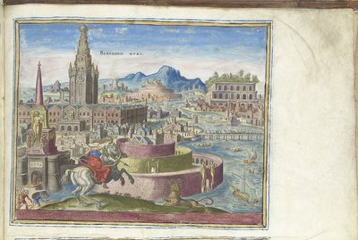 De muren van Babylon uit de serie De achtste wereldwonderen, 1572 door Philipp Galle