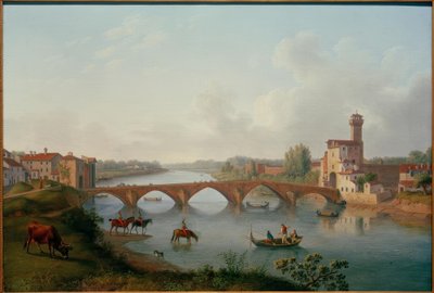 Pisa, Ponte a Mare door Philipp Hackert