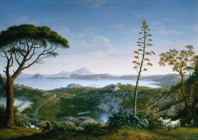 Uitzicht op de Golf van Pozzuoli vanaf Solfatara door Philipp Hackert