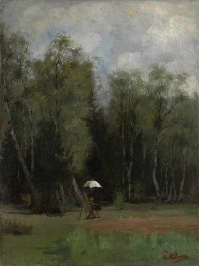 Schilder aan de bosrand door Philipp Helmer