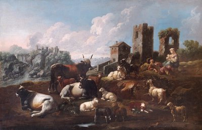 Herder en vee door Philipp Peter called Rosa da Tivoli Roos