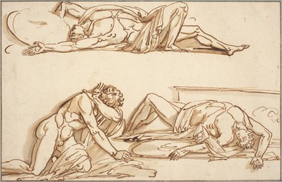 Achilles en Patroclus door Philippe Auguste Hennequin