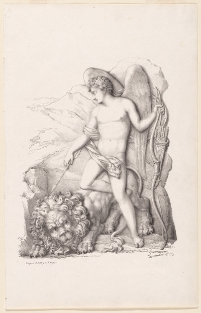De liefde die een leeuw overwint door Philippe Auguste Hennequin