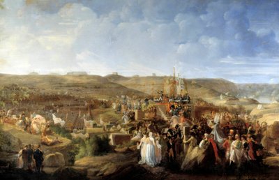 Napoleon I (1769-1821) verdeelt de kruisen van het Legioen van Eer in het kamp van Boulogne 16/08/1804 door Philippe Auguste Hennequin