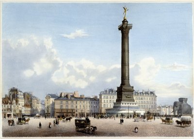 Column de juillet à la Bastille - in “Promenade dans Paris et ses environs”, ontworpen door Jacottet en Benoist, ca. 1840 door Philippe Benoist