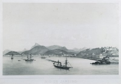 Negen panoramische uitzichten van Rio de Janeiro: As Prais St. Luzia a Gloria, 1862 door Philippe Benoist