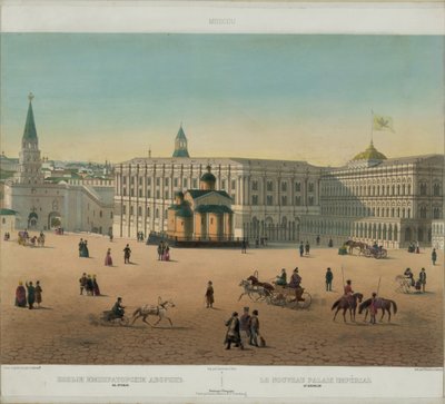 Het Grote Kremlinpaleis vanuit een panoramisch uitzicht op Moskou in 10 delen, ca. 1848 door Philippe Benoist