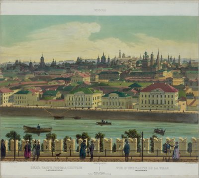 Uitzicht op Zamoskvorechye vanaf de Kremlinmuur vanuit een panoramisch uitzicht op Moskou in 10 delen, ca. 1848 door Philippe Benoist