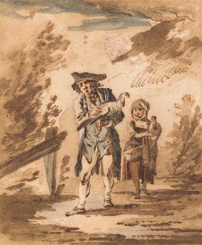 Landlieden met gevogelte terugkerend van de markt door Philippe Jacques de Loutherbourg