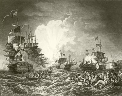 De Slag bij de Nijl door Philippe Jacques de Loutherbourg