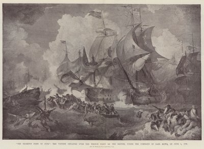 De Glorieuze Eerste Juni, de Overwinning op de Franse Vloot door de Britten, onder Bevel van Graaf Howe, op 1 Juni 1794 door Philippe Jacques de Loutherbourg