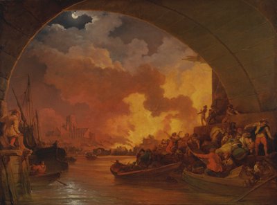 De Grote Brand van Londen door Philippe Jacques de Loutherbourg