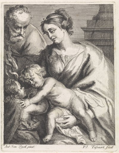 Heilige Familie met Johannes door Philippe Joseph Tassaert