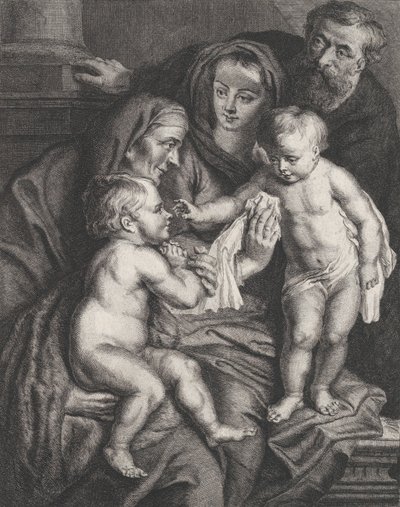 De Heilige Familie met Sint-Elizabeth en de jonge Sint-Jan de Doper, ca. 1615-75 door Philippe Joseph Tassaert