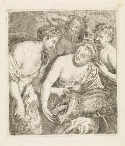 Meleager geeft de kop van het Caledonische zwijn aan Atalanta door Philippe Lambert Joseph Spruyt