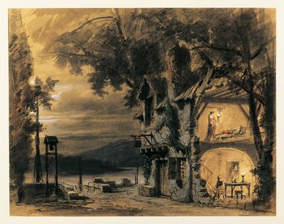 Frankrijk, Parijs, Decorontwerp voor act IV van Rigoletto door Giuseppe Verdi door Philippe Marie Chaperon