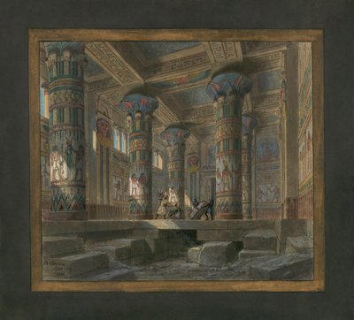 Scenografie van Philippe Chaperon voor de opera Aida van Giuseppe Verdi: de tempel van Isis door Philippe Marie Chaperon