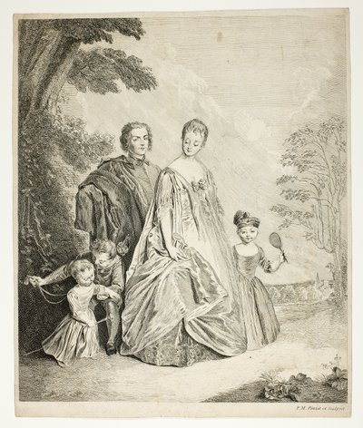 De Familie Promenade, ook wel Philippe Mercier, Zijn Eerste Vrouw en Familie genoemd door Philippe Mercier