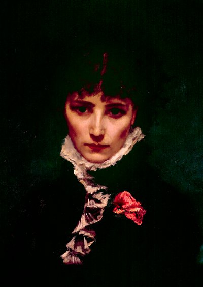 Portret van comédienne Sarah-Henriette Bernard, bekend als Sarah Bernhardt (detail) door Philippe Parrot
