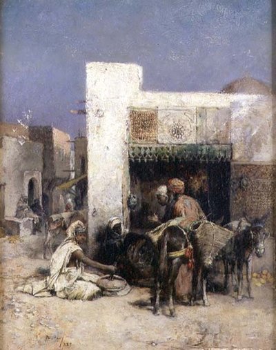 Arabieren buiten een huis door Philippe Pavy