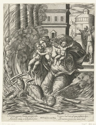 De vrouw van Asdrubal stort zich in de brandende tempel door Philippe Thomassin (possibly)
