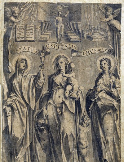 Frontispice van de Statuten van de Orde van Malta "Statuta Hospitalis Hervsalem", door Philippe Thomassin, eind 16e eeuw door Philippe Thomassin