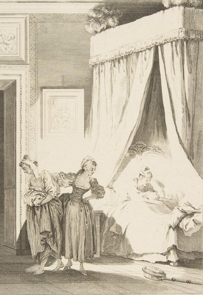 La Gageure des trois Commeres: La Servante, uit Contes et nouvelles en vers, gepubliceerd in 1795 door Philippe Triere