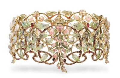 Art Nouveau multi-edelsteen en email 