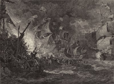 Nederlaag van de Spaanse Armada door Philippe de (after) Loutherbourg