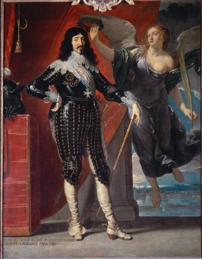 Volledig portret van Lodewijk XIII gekroond door Overwinning door Philippe de Champaigne