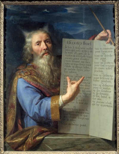 Mozes en de tafelen van de Wet door Philippe de Champaigne
