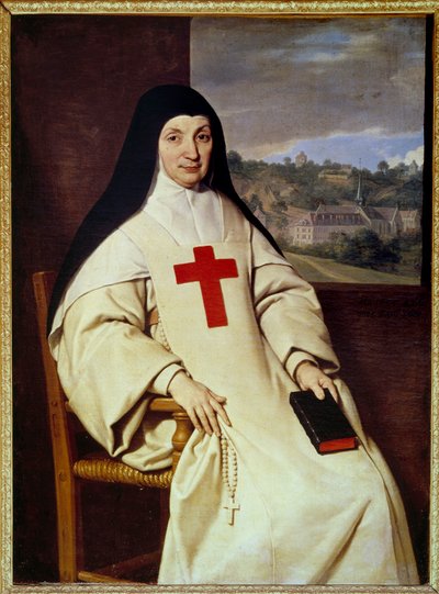 Portret van Moeder Angelique Arnauld Jacqueline Marie Arnauld genaamd Angelique Arnauld (1591-1661), abdis van Port Royal des Champs, figuur van het Franse Jansenisme door Philippe de Champaigne