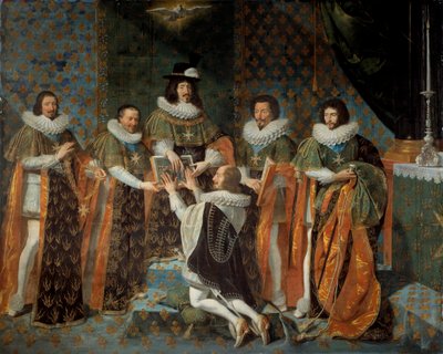 Ontvangst door Lodewijk XIII (1601-1643) van Hendrik II van Orléans, hertog van Longueville en Estouville, Soevereine Prins van Neuchâtel (1595-1663) Ridder van de Orde van de Heilige Geest 15/05/1633 door Philippe de Champaigne