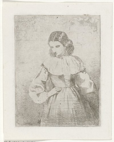 Portret van een jonge vrouw door Philippus Anthonius Alexander Kanne