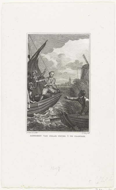 Aankomst van Tsaar Peter de Grote in Zaandam, 1697, ca. 1829 door Philippus Velijn