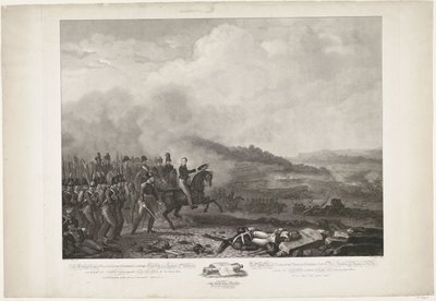 Prins van Oranje leidt de Nederlandse troepen in de slag bij Quatre-Bras, 1815 door Philippus Velijn