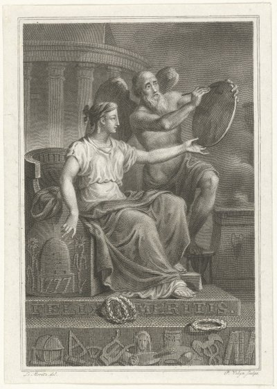 Zinnebeeldige voorstelling bij het 50-jarige bestaan van Felix Meritis, 1827 door Philippus Velijn