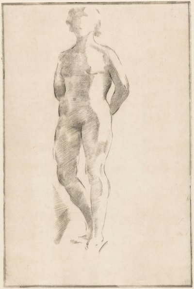 Staande, naakte vrouw met handen op de rug door Philippus de Groot (signed by artist)
