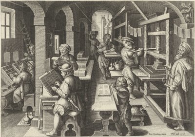Boekdrukkunst door Philips Galle (attributed to workshop of)