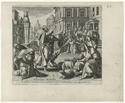 Jona verkondigt de ondergang van Nineve door Philips Galle (attributed to workshop of)