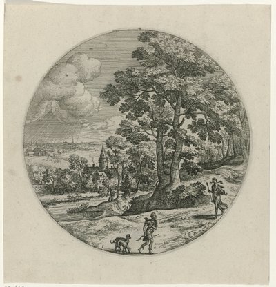 Procris schenkt Cephalus een magische pijl door Philips Galle (attributed to workshop of)