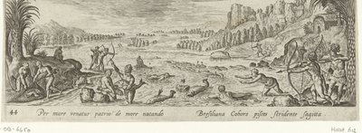 Visvangst bij oorspronkelijke bewoners van Amerika door Philips Galle (attributed to workshop of)