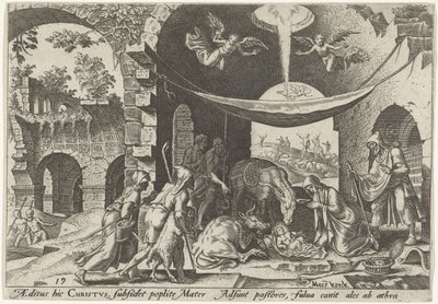 Aanbidding door de herders door Philips Galle