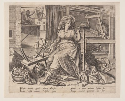 Arachne, van De beroepen door Philips Galle