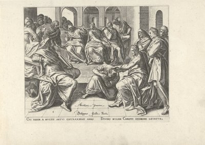 Christus geneest een kreupele vrouw door Philips Galle