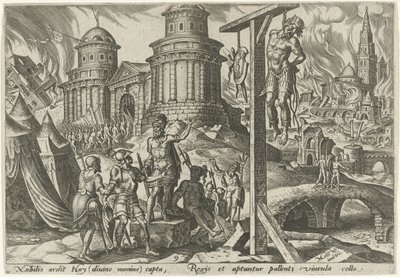 De koning van Ai wordt opgehangen De onheilsdagen van het Joodse volk (serie) door Philips Galle